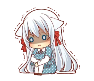 😨 Anime, Catgirl, Chibi, Traurig, Süß, Manga telegram sticker