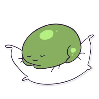 😴 tidur, imut, bantal, hijau, tenang, santai whatsapp sticker