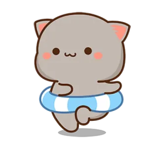 😊 Katze, Schwimmen, Ring, Süß, Peach und Goma telegram sticker