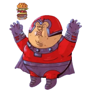 🍔 Magneto kartun, Marvel, superhero, komik, parodi, burger, makanan whatsapp sticker