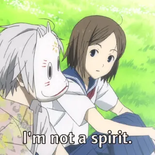 😊 I'm not a spirit. Anime, Máscara, Espírito, Personagem, Texto telegram sticker