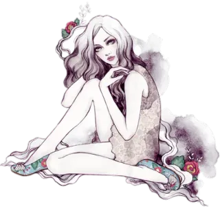 👩 femme, illustration, dessin, mode, style, robe telegram sticker
