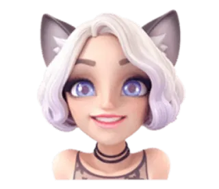 😀 кошачьи ушки, девушка, женщина, в стиле аниме, милый, стикер telegram sticker
