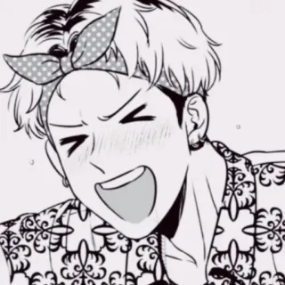😆 アニメ, マンガ, キャラクター, 笑顔, ヘッドバンド, ハッピー telegram sticker