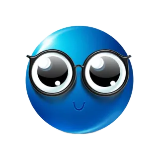 🤓 smiley, nerd, azul, rosto, óculos, emoji whatsapp sticker