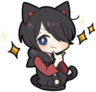 🤔 Anime, Katze, Kawaii, Niedlich, Manga, Funkeln, Chibi, Katzenjunge whatsapp sticker