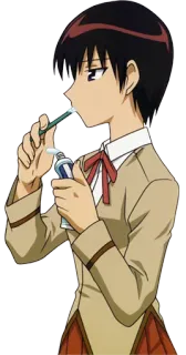 💧 Anime, Sikat gigi, Sikat gigi, Karakter, Seragam sekolah, Rutinitas pagi telegram sticker