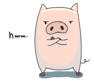 😑 hmm.. babi, berpikir, hewan, imut, kartun telegram sticker