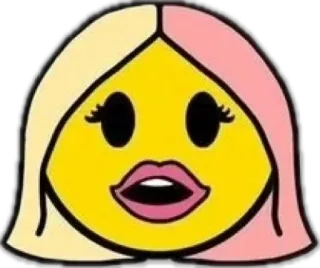 😦 emoji, woman, cartoon, face, yellow, blond hair, pink hair telegram sticker