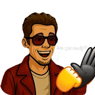 😎 Are you ready? ผู้ชาย, แว่นกันแดด, คำถาม, การ์ตูน, พร้อมไหม, มือ telegram sticker