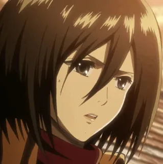 ❤️ Mikasa Ackerman Attack on Titan อนิเมะ, ตัวละคร, ผู้หญิง, ผมสั้น whatsapp sticker