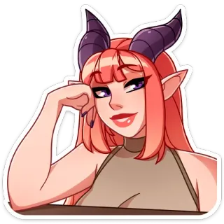 ☺️ demon girl, anime, cartoon, horns, smiling, cute telegram sticker