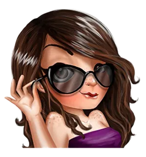 😎 desenho animado, menina, óculos, mulher, morena, sardas telegram sticker