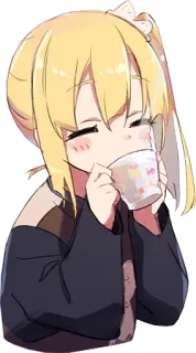 🍵 Аниме, Девушка, Пьёт, Мило telegram sticker