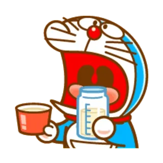 🐶 Doraemon โดราเอมอน, อนิเมะ, มังงะ, แมว, หุ่นยนต์, การ์ตูน, สติกเกอร์, นม, ขวดนม telegram sticker
