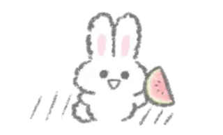 🍚 lapin, lapinou, pastèque, mignon, animal, kawaii telegram sticker