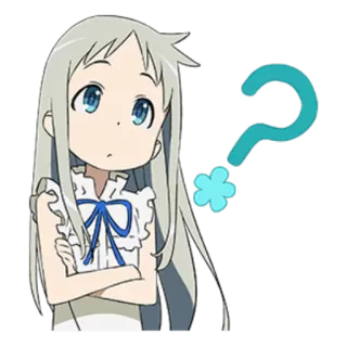 ❓ อนิเมะ, ผู้หญิง, เครื่องหมายคำถาม, กำลังคิด, อยากรู้อยากเห็น whatsapp sticker