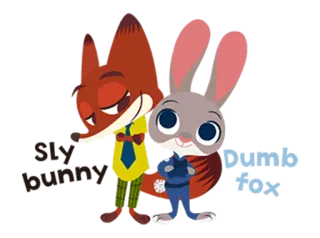 👫 Judy Hopps, Nick Wilde Zootopia Мультфильм, Кролик, Лиса, Полиция, Анимация, Персонажи, Милый whatsapp sticker