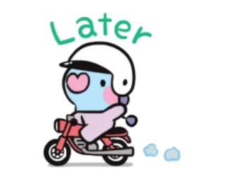 👋 Later Мультфильм, Каваий, Мотоцикл, Шлем, Милый, Позже, Прощай telegram sticker