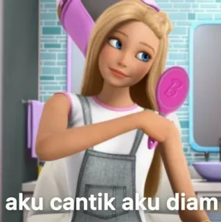🧘‍♂ Barbie aku cantik aku diam Barbie, muñeca, belleza, lindo, maquillaje, indonesio telegram sticker