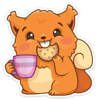 ☕ 다람쥐, 쿠키, 차, 귀여운, 동물 telegram sticker