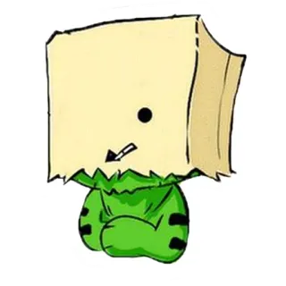 ☺️ 漫画, 緑, キャラクター, 箱型ヘッド, イラスト, かわいい telegram sticker