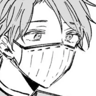 ✊ Anime, Manga, Maske, Porträt, Monochrom telegram sticker