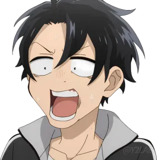 😲 anime, impactado, boca abierta, nervioso, sudando whatsapp sticker