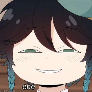 💠 Venti Genshin Impact ehe Anime, Venti, Genshin Impact, tersenyum, Video game whatsapp sticker