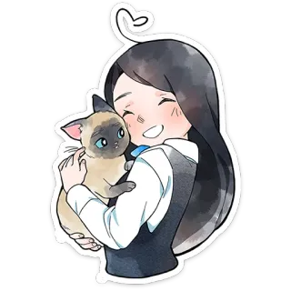 🤗 kat, meisje, schattig, anime, huisdier telegram sticker