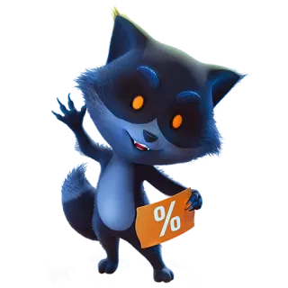 🐈‍⬛ % zorro, descuento, porcentaje, rebaja, lindo, animal whatsapp sticker