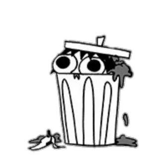 😶 bidone della spazzatura, cassonetto, cartone animato, triste, rifiuti, spazzatura telegram sticker