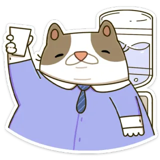 🥂 cat, water cooler, office, business, cartoon, cute, animal, kawaii whatsapp sticker