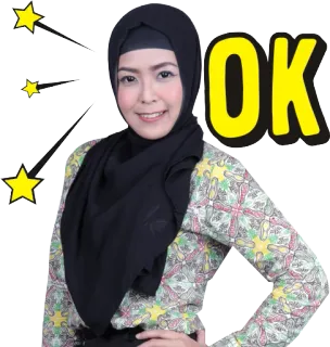👍 OK ok, Zustimmung, positiv, Frau, Hijab whatsapp sticker