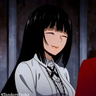 🥢 @YanderePacks anime, woman, smile, long hair whatsapp sticker
