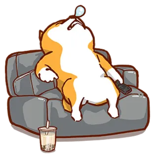 📺 Hund, faul, Couch, schlafend, süß, Bubble Tea, Tier whatsapp sticker