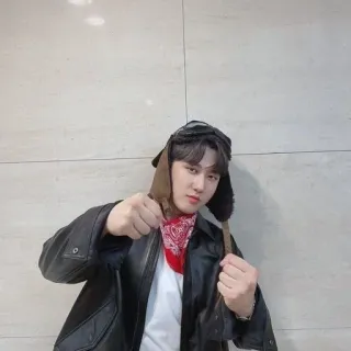 💫 personne, chapeau d'aviateur, blouson en cuir, bandana, homme, portrait telegram sticker
