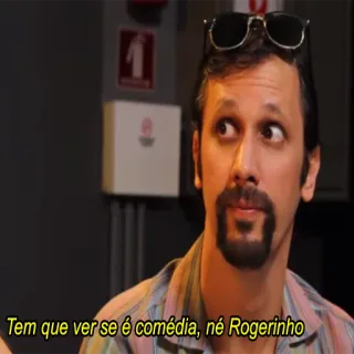 🙎‍♂️ Rogerinho Tem que ver se é comédia, né Rogerinho comedia, hombre, gafas de sol, retrato, expresión facial telegram sticker