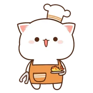 👩‍🍳 Katze, Koch, Kochen, Essen, süß, Schürze telegram sticker