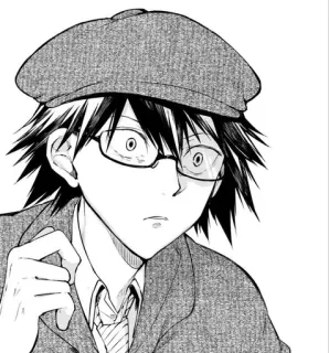 🐁 Anime, Manga, Personage, Bril, Hoed, Schets telegram sticker