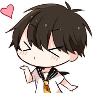 😘 Anime, Słodkie, Serce, Pocałunek, Kreskówka, Chłopak whatsapp sticker