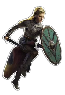 🔪 Lagertha Vikings 전사, 방패, 칼, 바이킹, 여성, 전투, 라게르타 telegram sticker
