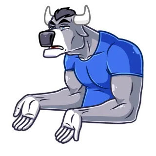 ⁉️ 의인화, 황소, 만화, 지루한 telegram sticker