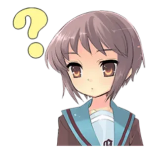 😶 アニメ, 女の子, 質問, ちび, キャラクター telegram sticker