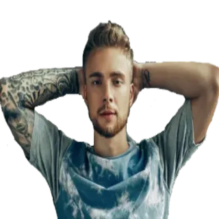 😮 uomo, tatuaggio, ritratto, biondo, maschio, persona telegram sticker
