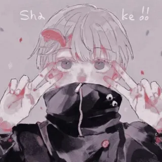 🖤 Shakeoo style anime, personnage, signe de paix, mignon, manga telegram sticker