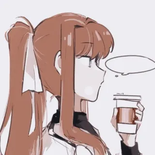 📄 Monika Doki Doki Literature Club! Anime, Café, Fille, Queue de cheval, Doki Doki Literature Club, Monika telegram sticker