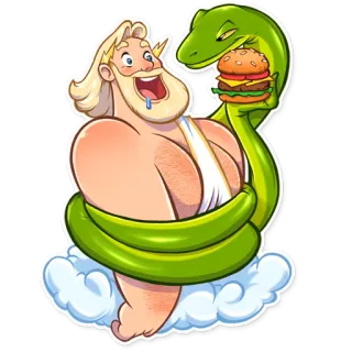 🍔 snake, burger, food, man, cartoon telegram sticker