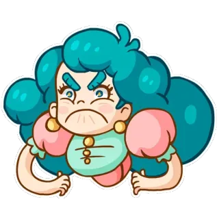 ☹ Desenho animado, Mulher, Brava, Personagem, Ilustração telegram sticker