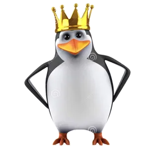 👑 chim cánh cụt, vua, vương miện, động vật, chim telegram sticker